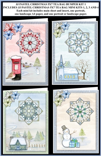 JJ PASTEL CHRISTMAS 5X7 TEA BAG CARD BUMPER KIT 1