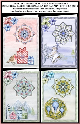 JJ PASTEL CHRISTMAS 5X7 TEA BAG CARD BUMPER KIT 2