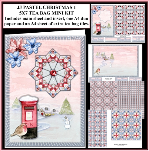 JJ PASTEL CHRISTMAS 1 5X7 TEA BAG CARD MINI KIT