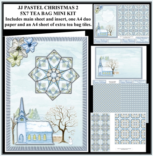 JJ PASTEL CHRISTMAS 2 5X7 TEA BAG CARD MINI KIT