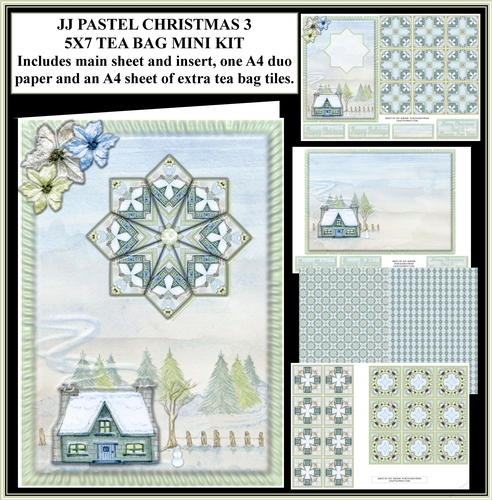 JJ PASTEL CHRISTMAS 3 5X7 TEA BAG CARD MINI KIT