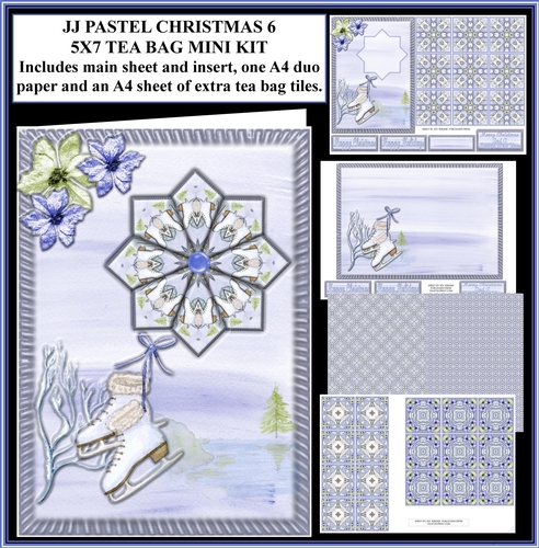 JJ PASTEL CHRISTMAS 6 5X7 TEA BAG CARD MINI KIT