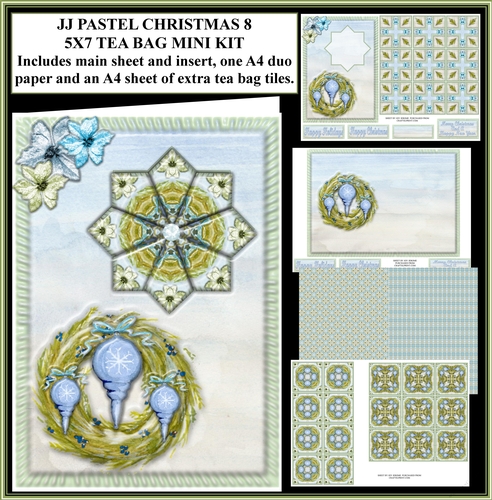 JJ PASTEL CHRISTMAS 8 5X7 TEA BAG CARD MINI KIT