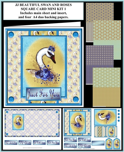 JJ BEAUTIFUL SWAN AND ROSES 5.5X5.5 QUICK CARD MINI KIT