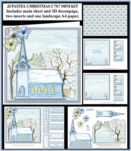 JJ PASTEL CHRISTMAS AND BIRTHDAY 2 7X7 3D DECOUPAGE MINI KIT