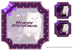 JJ PETS LOVE CHRISTMAS TOO SNOW WHITE CAT 8x8 INSERT HAPPY CHRISTMAS
