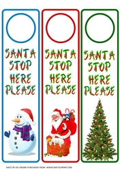 JJ CHRISTMAS SANTA STOP HERE DOOR HANGERS SET1