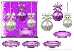 JJ CHRISTMAS PURPLE BAUBLES 6X6