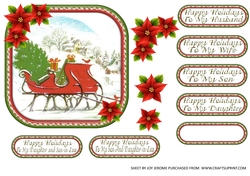 JJ CHRISTMAS SLEIGH HAPPY HOLIDAYS 6X6 VARIOUS FAMILY