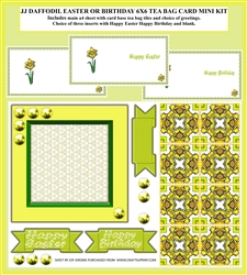 JJ DAFFODIL EASTER OR BIRTHDAY TEA BAG CARD 6X6
