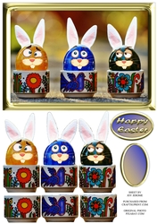 JJ EASTER BUNNY EGGS A5 DECOUPAGE CARD