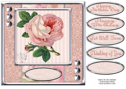 JJ PINK VINTAGE ROSE 8X8 QUICK CARD