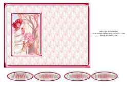 JJ ART NOUVEAU LADY WITH ROSES 6X4 INSERT PINK