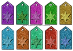 JJ CHRISTMAS GLITTER TAGS WITH STAR EMBELLISHMENT