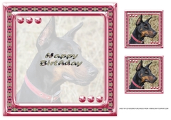 JJ LOVE MY DOG DOBERMAN 8X8 INSERT HAPPY BIRTHDAY