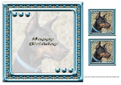 JJ LOVE MY DOG DOBERMAN 2 8X8 INSERT HAPPY BIRTHDAY