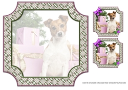 JJ PETS LOVE CHRISTMAS TOO JACK RUSSELL WITH GIFTS 8X8 INSERT BLANK