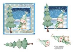 JJ CUTE SNOWMAN 1 5X5 DECOUPAGE CARD