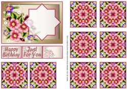 JJ PINK FLOWER A6 TEA BAG CARD