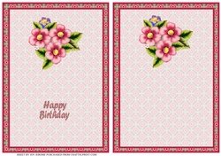 JJ PINK FLOWER A6 TEA BAG CARD INSERT FOR LANDSCAPE CARD