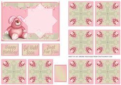 JJ RABBIT A6 TEA BAG CARD PINK