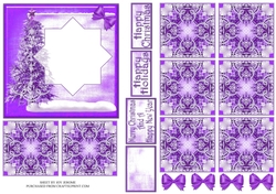 JJ CHRISTMAS TREE PURPLE 5X5 TEA BAG CARD