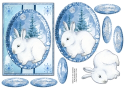 JJ WINTER WHITE RABBIT BIRTHDAY OR CHRISTMAS 5X7