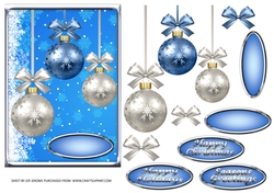 JJ CHRISTMAS BLUE BAUBLES 5X7