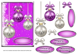 JJ CHRISTMAS PURPLE BAUBLES 5X7