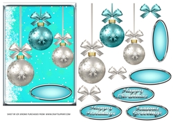 JJ CHRISTMAS TURQUOISE BAUBLES 5X7