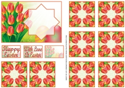 JJ EASTER TULIPS A6 LANDSCAPE TEA BAG CARD