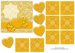 JJ YELLOW MARIGOLD 5X5 TEA BAG CARD