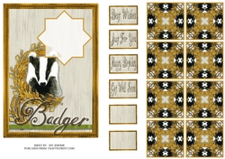  JJ COUNTRY CAPERS BADGER 5X7 TEA BAG CARD