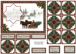  JJ CHRISTMAS BRINGING HOME THE TREE 7X5 TEA BAG CARD