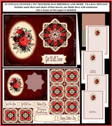 JJ VINTAGE FLOWER 1 5X7 MOTHERS DAY BIRTHDAY AND MORE TEA BAG MINI KIT