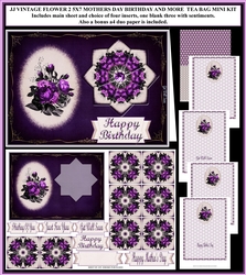 JJ VINTAGE FLOWER 2 5X7 MOTHERS DAY BIRTHDAY AND MORE TEA BAG MINI KIT