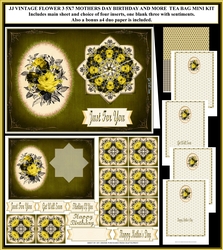 JJ VINTAGE FLOWER 3 5X7 MOTHERS DAY BIRTHDAY AND MORE TEA BAG MINI KIT
