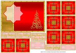 JJ CHRISTMAS RED AND GOLD 7X5 TEA BAG