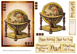 JJ VINTAGE SKY GLOBE 5X7 FATHERS DAY BIRTHDAY AND MORE