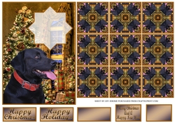 JJ LABRADOR 2 CHRISTMAS 7X5 TEA BAG CARD