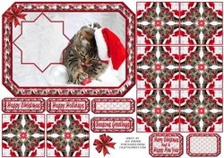 JJ PETS LOVE CHRISTMAS TOO CUTE CAT 7X5 TEA BAG CARD