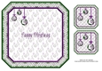 JJ CHRISTMAS BAUBLES PEACE JOY AND LOVE 8X8 INSERT HAPPY CHRISTMAS PURPLE