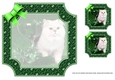 JJ PETS LOVE CHRISTMAS TOO SNOW WHITE CAT GREEN 8x8 INSERT BLANK