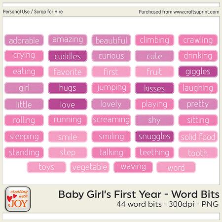 Baby Girl's First Year - Word Bits