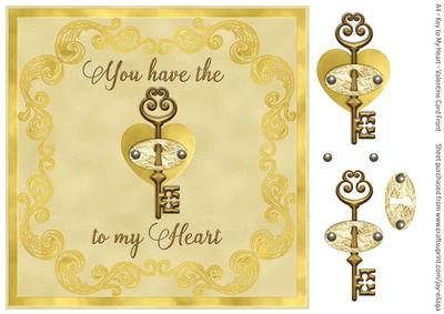 8x8 Gold Valentine Heart Key Topper