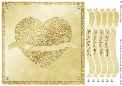 8x8 Gold Valentine Heart Banner Topper