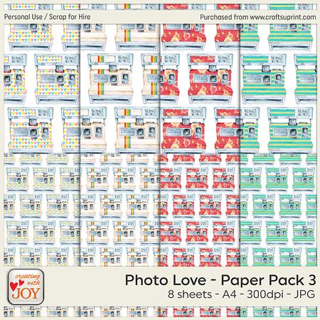 Photo Love 3 - A4 Watercolor Camera Background Papers