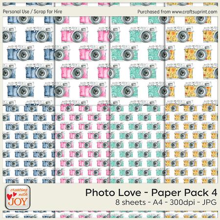 Photo Love 4 - A4 Watercolor Camera Background Papers