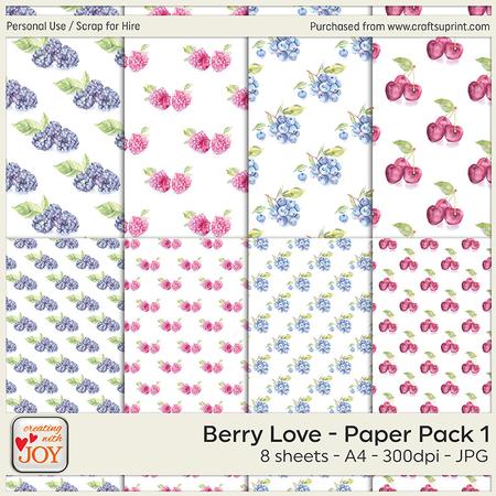 Berry Love 1 - A4 Watercolor Background Papers
