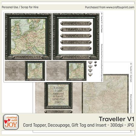 Vintage Map Traveller Card V1